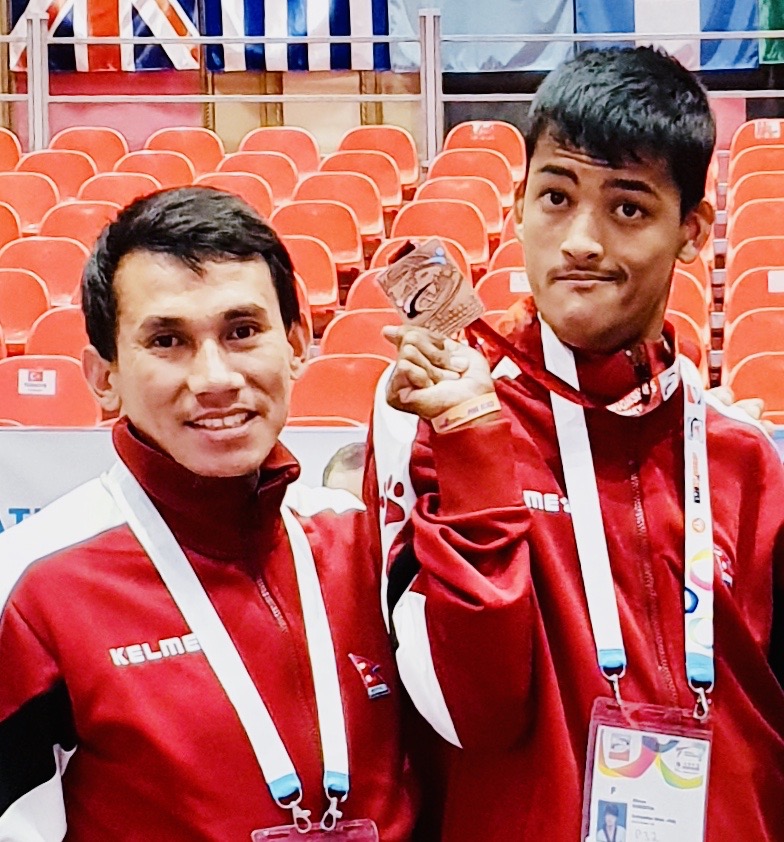 I coached at the 8th World Para Taekwondo Championships 2019, where athlete Bikram Shrestha won a bronze medal in Antalya, Turkey.